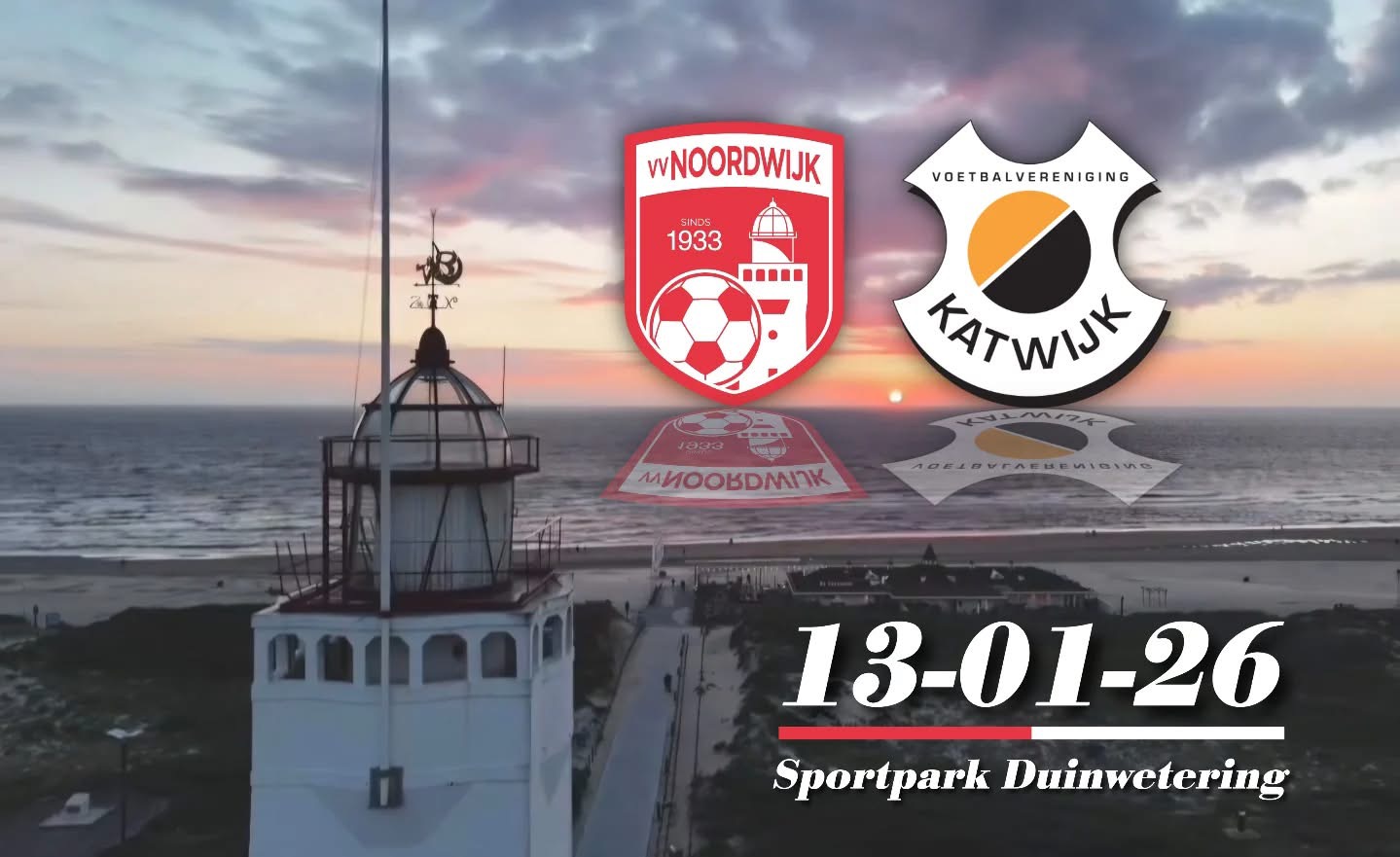 Oefenwedstrijd vv Noordwijk - vv Katwijk op dinsdag 13 januari om 20.00 uur