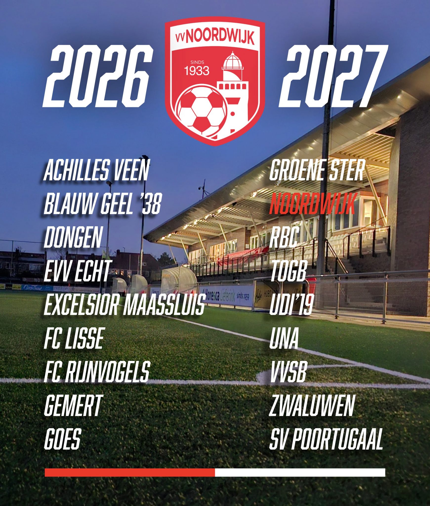 Vv Noordwijk ingedeeld in derde divisie B